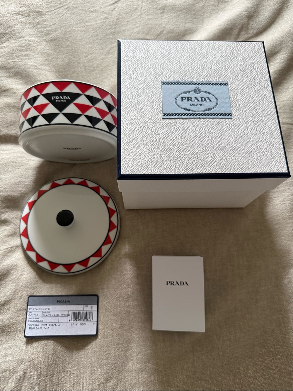 Prada Red & Black Geometric Porcelain Box with Lid
